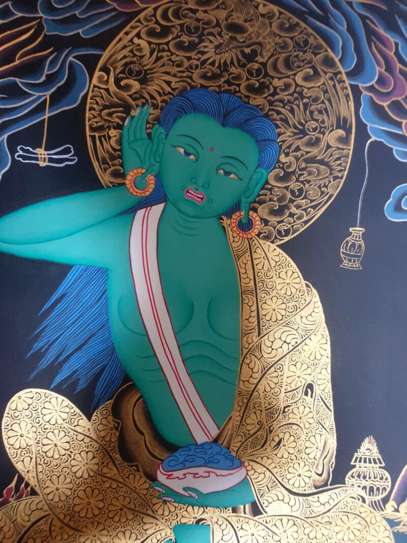 Thangka Painting of Milarepa with Manjushri and Vajrapani at the Bottom - Image 2