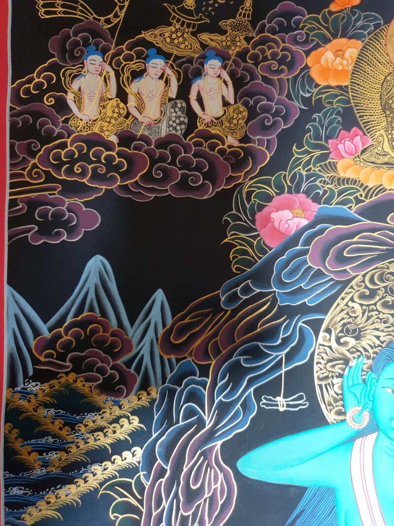 Thangka Painting of Milarepa with Manjushri and Vajrapani at the Bottom - Image 4