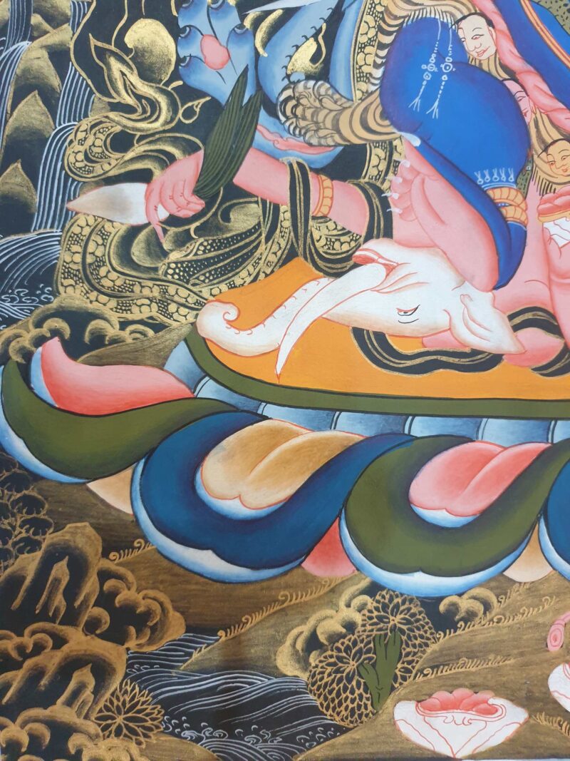 Buddhist Hand-Painted Thangka of Black Mahakala - Image 2