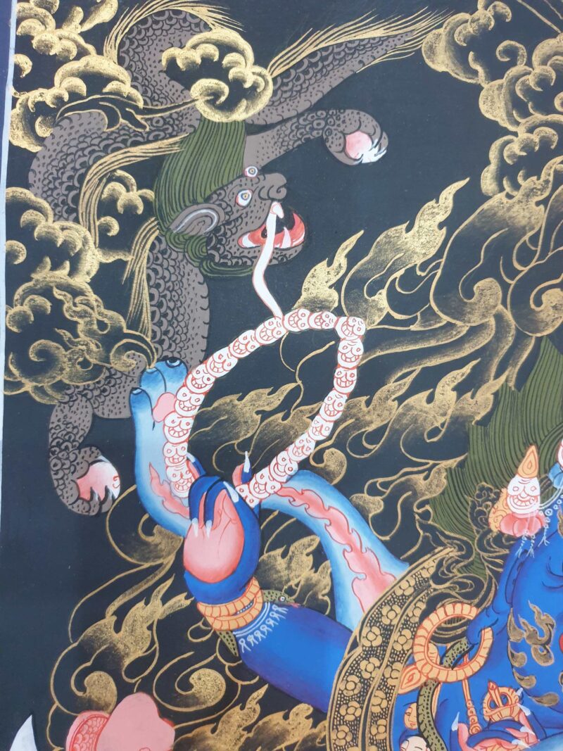 Buddhist Hand-Painted Thangka of Black Mahakala - Image 6