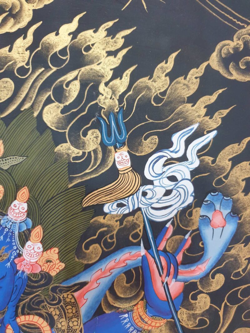 Buddhist Hand-Painted Thangka of Black Mahakala - Image 5
