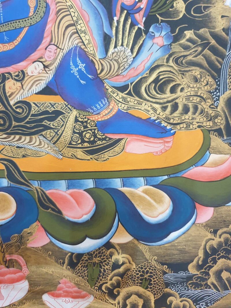 Buddhist Hand-Painted Thangka of Black Mahakala - Image 7