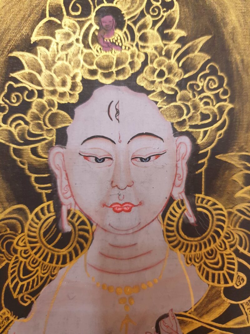 Buddhist Hand-Painted Thangka of White Tara - Image 5