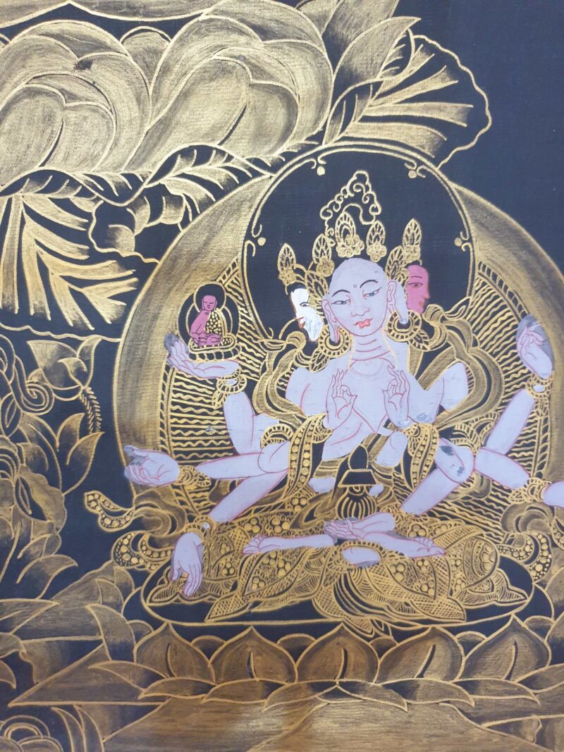 Buddhist Hand-Painted Thangka of White Tara - Image 2