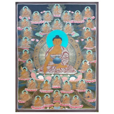 Thangka Painting of 36 Buddhas, with Shakyamuni Buddha at the Center