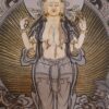 Buddhist Hand-Painted Thangka of Chenrezig, Black and Grey, Silver, and Gold - Image 2