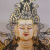 Buddhist Hand-Painted Thangka of Chenrezig, Black and Grey, Silver, and Gold - Image 3