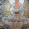 Buddhist Hand-Painted Thangka of Chenrezig, Black and Grey, Silver, and Gold - Image 4
