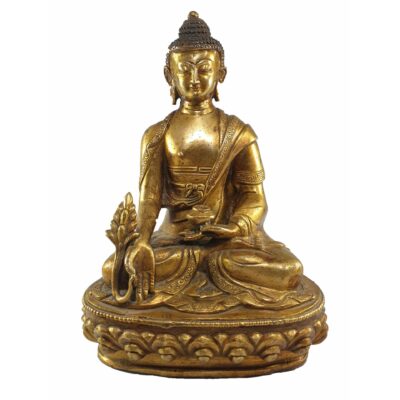 Old Stock Buddhist Statue of Medicine Buddha, Full Gold Plated