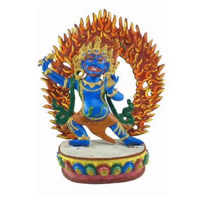 Buddhist Statue of Vajrapani Chana Dorje with Traditional Color Finishing and Gold-Painted Face