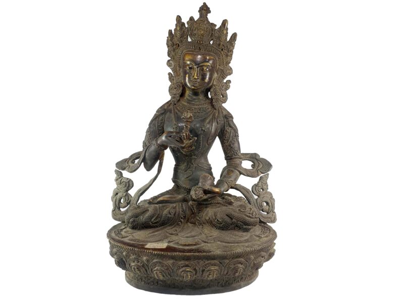 Old Stock Buddhist Handmade Statue Of Vajrasattva, Chocolate Oxidation