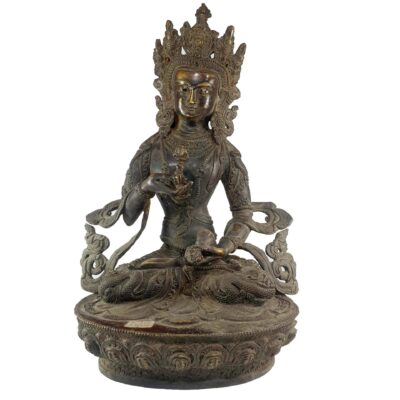 Old Stock Buddhist Handmade Statue Of Vajrasattva, Chocolate Oxidation