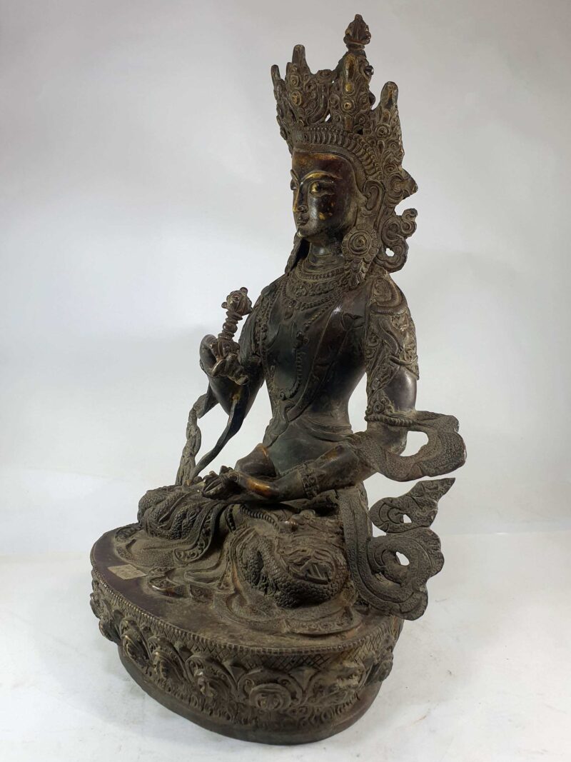 Old Stock Buddhist Handmade Statue Of Vajrasattva, Chocolate Oxidation - Image 4