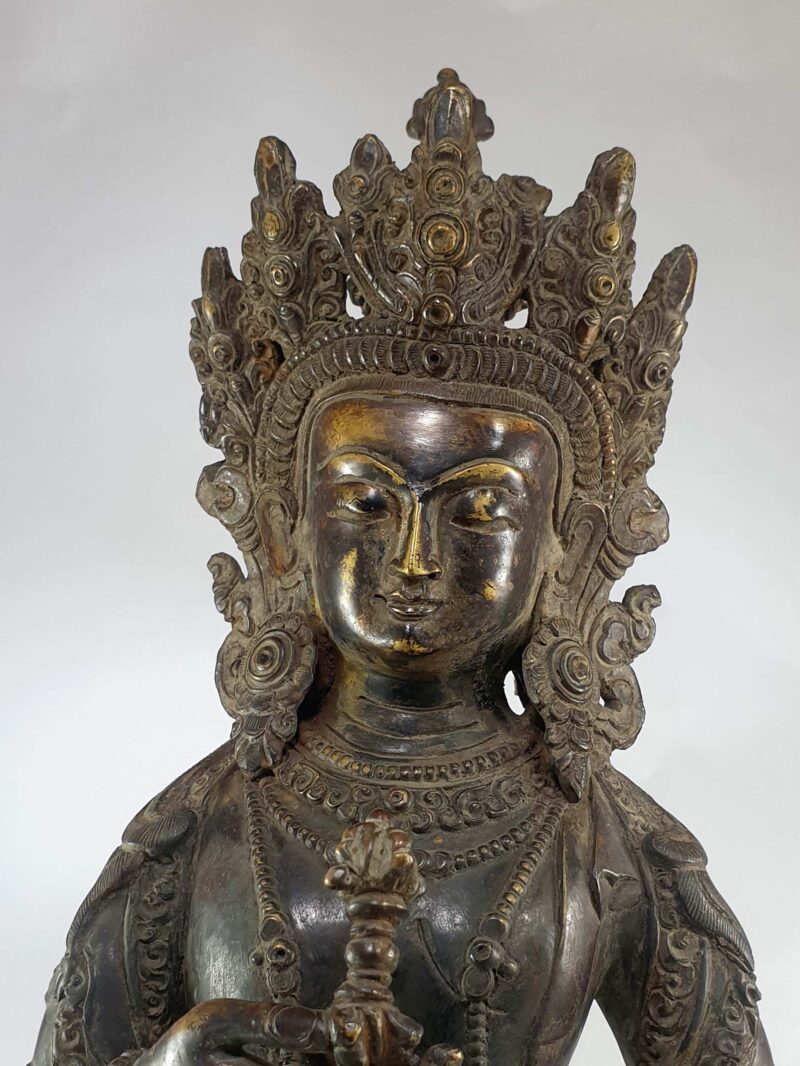 Old Stock Buddhist Handmade Statue Of Vajrasattva, Chocolate Oxidation - Image 3