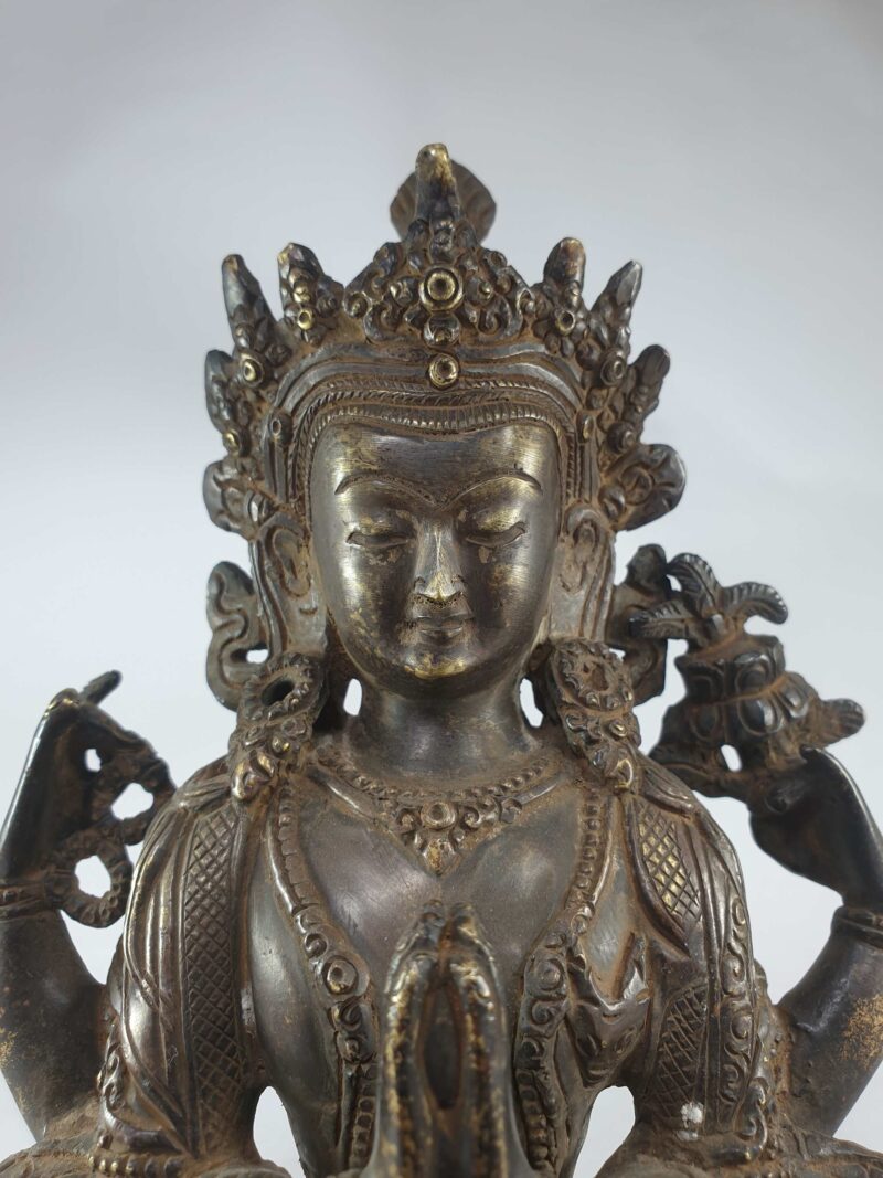 Buddhist Statue Of Chenrezig, Antique Finishing - Image 3