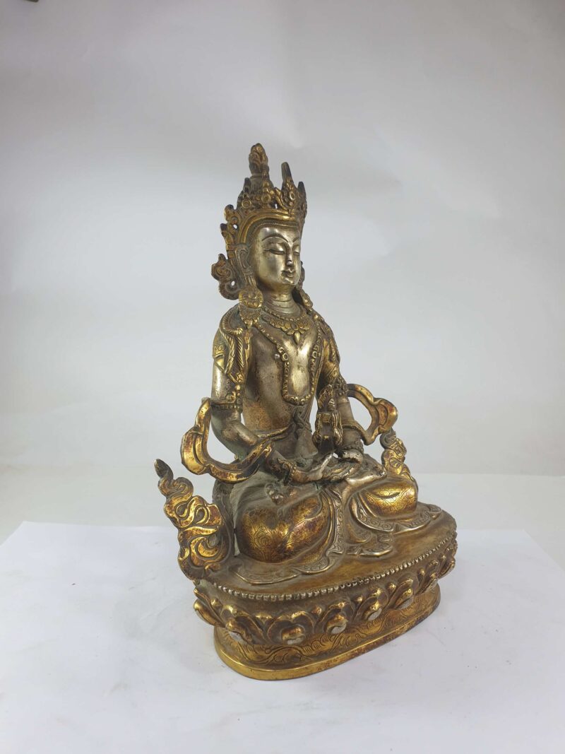 Buddhist Statue Of Aparimita Silver And Gold Plated, Antique Finishing, Chepame, Amitayus - Image 2