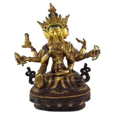 Buddhist Statue Of Ushnisha Vijaya Aka. Namgyalma, Partly Gold-Plated, Painted Face