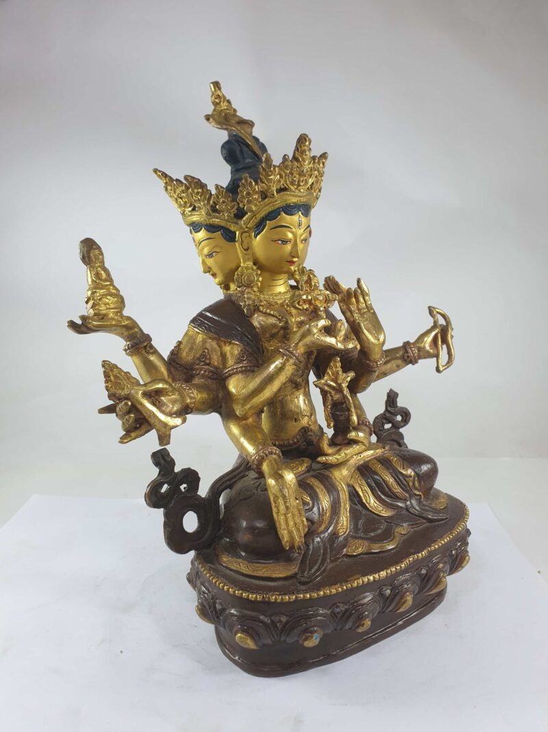 Buddhist Statue Of Ushnisha Vijaya Aka. Namgyalma, Partly Gold-Plated, Painted Face - Image 2