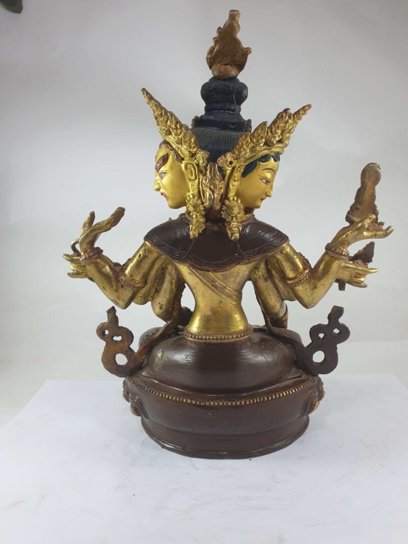 Buddhist Statue Of Ushnisha Vijaya Aka. Namgyalma, Partly Gold-Plated, Painted Face - Image 3