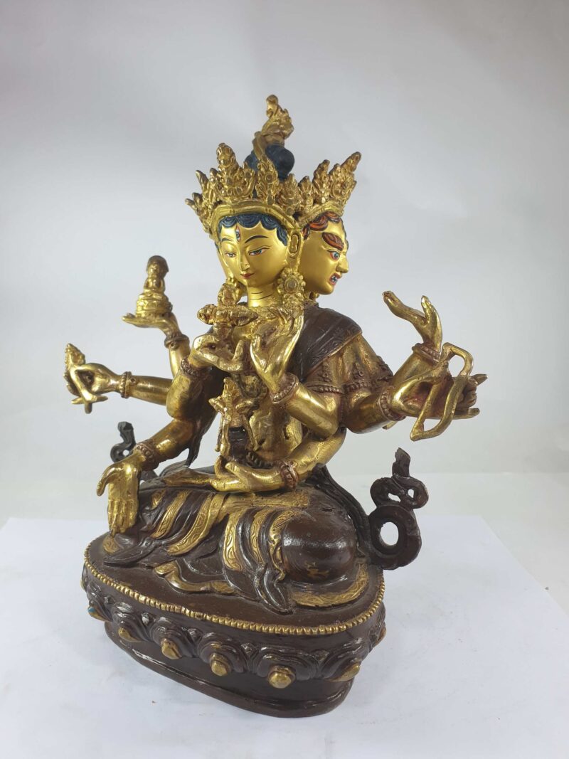 Buddhist Statue Of Ushnisha Vijaya Aka. Namgyalma, Partly Gold-Plated, Painted Face - Image 4