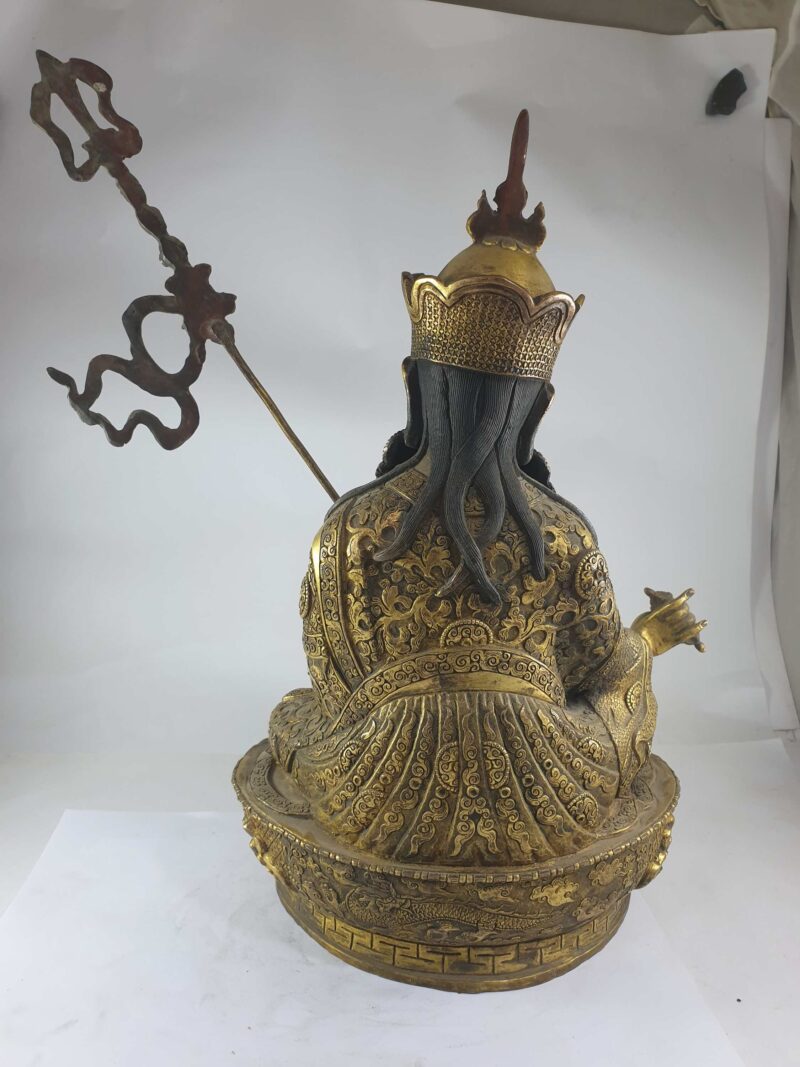 Old Stock: Buddhist Statue of Padmasambhava, Full Gold-Plated with Antique Finishing - Image 5