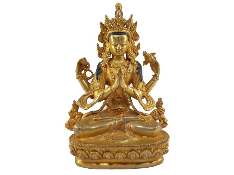 Buddhist Statue of Chenrezig, Full Gold Plated