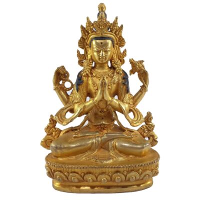 Buddhist Statue of Chenrezig, Full Gold Plated