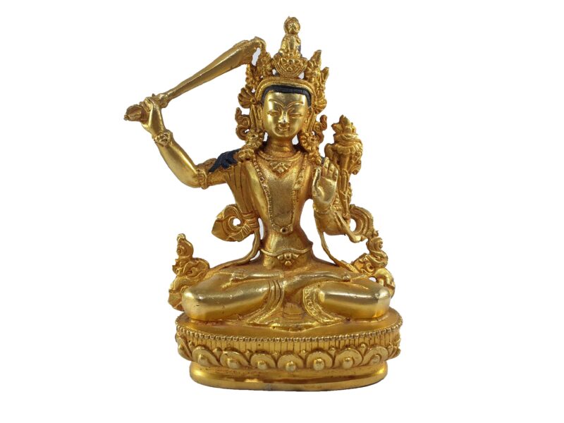 Buddhist Statue of Manjushri, Full Gold Plated