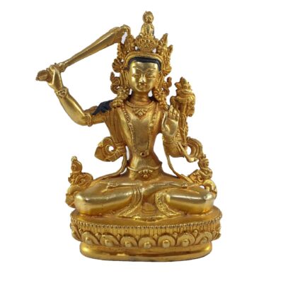 Buddhist Statue of Manjushri, Full Gold Plated