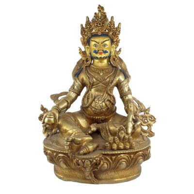 Buddhist Statue of Yellow Jambhala – Full Fire Gold Plated, Painted Face