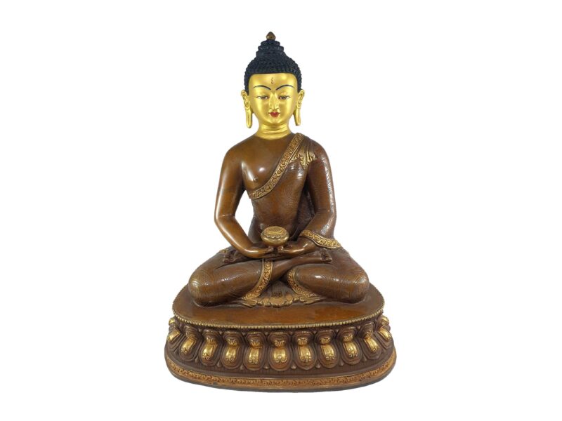 Amitabha Buddha Statue – Partly Gold Plated, Painted Face