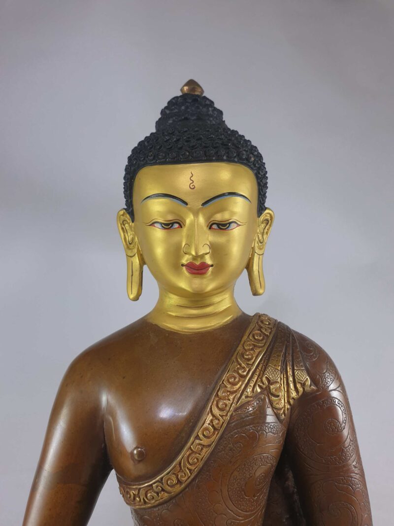 Amitabha Buddha Statue – Partly Gold Plated, Painted Face - Image 3