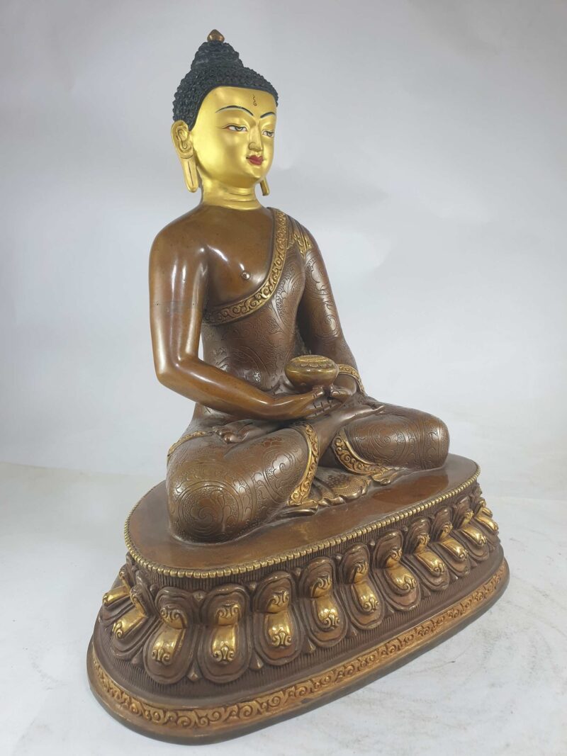 Amitabha Buddha Statue – Partly Gold Plated, Painted Face - Image 2