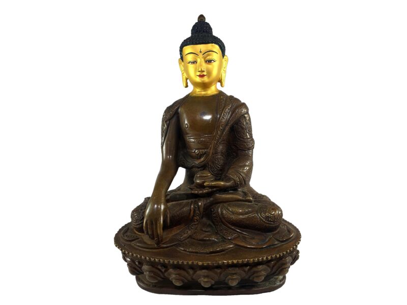 Shakyamuni Buddha Statue – Chocolate Oxidized, Painted Face