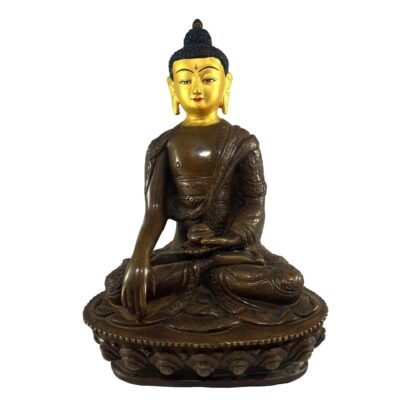 Shakyamuni Buddha Statue – Chocolate Oxidized, Painted Face