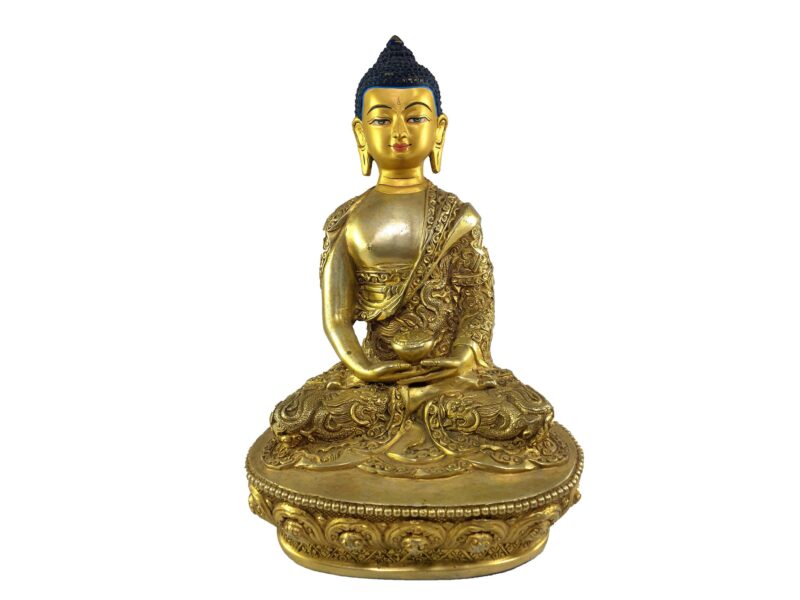Amitabha Buddha Statue – Gold Plated, Painted Face