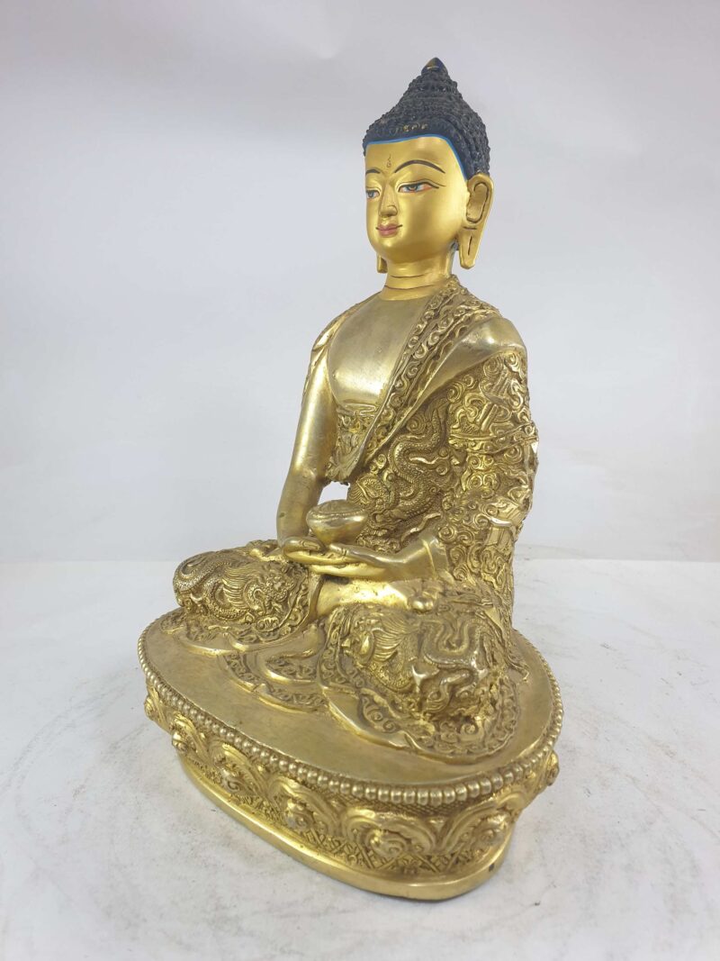Amitabha Buddha Statue – Gold Plated, Painted Face - Image 3