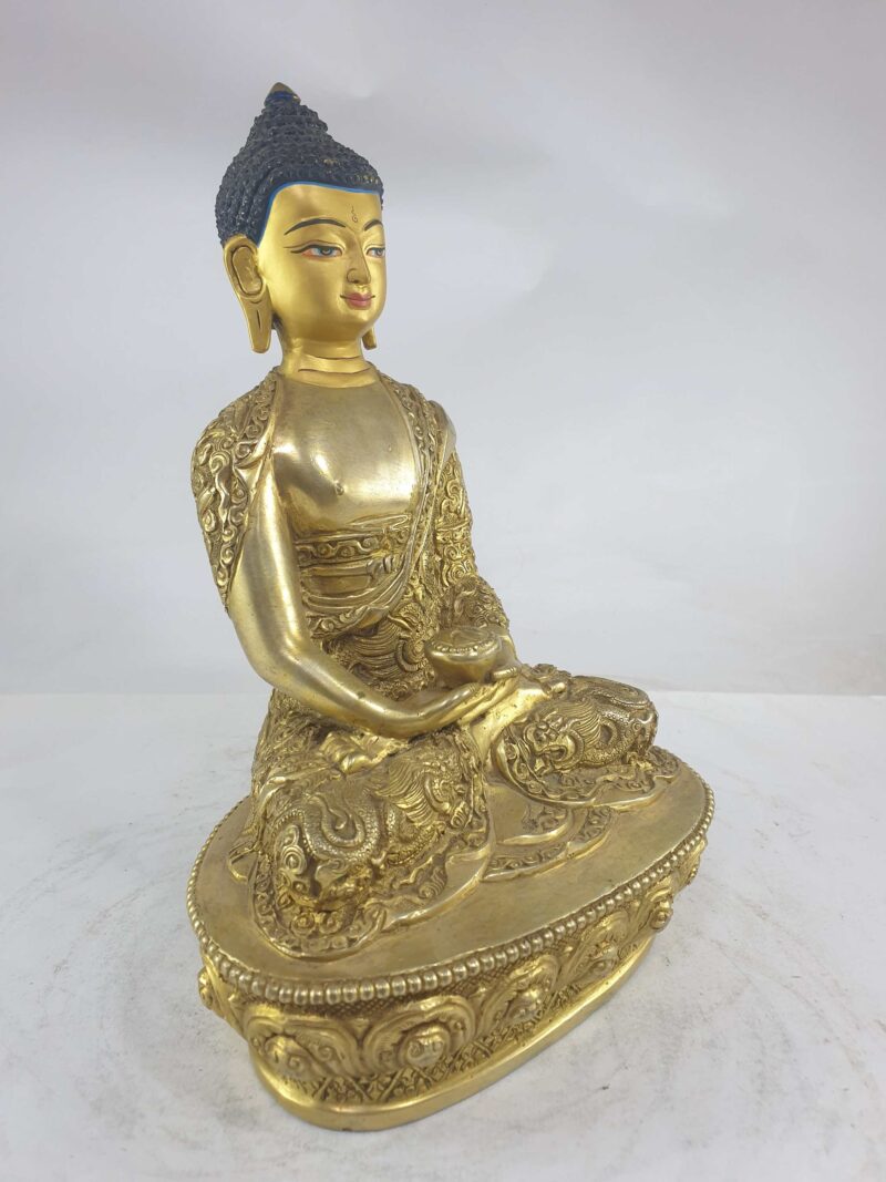Amitabha Buddha Statue – Gold Plated, Painted Face - Image 2