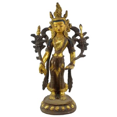 Manjushri Buddhist Statue – Partly Gold Plated, Painted Face