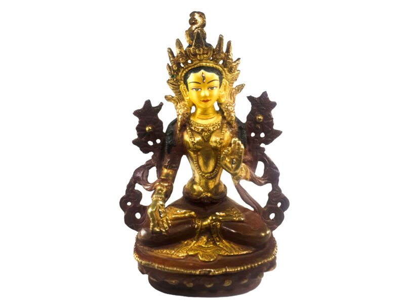 Buddhist Statue of White Tara – Partly Gold Plated, Painted Face
