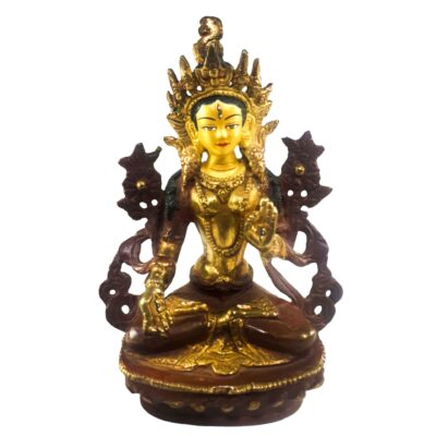 Buddhist Statue of White Tara – Partly Gold Plated, Painted Face
