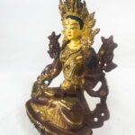 Buddhist Statue of White Tara – Partly Gold Plated, Painted Face - Image 3