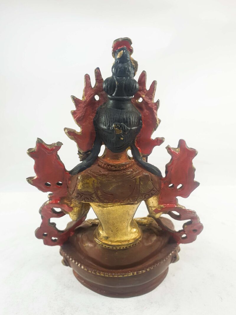 Buddhist Statue of White Tara – Partly Gold Plated, Painted Face - Image 4