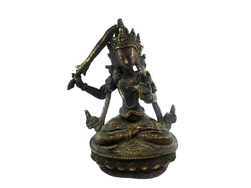 Green Tara Statue – Old Stock, Partly Gold Plated, Gold-Painted Face