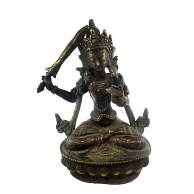 Green Tara Statue – Old Stock, Partly Gold Plated, Gold-Painted Face