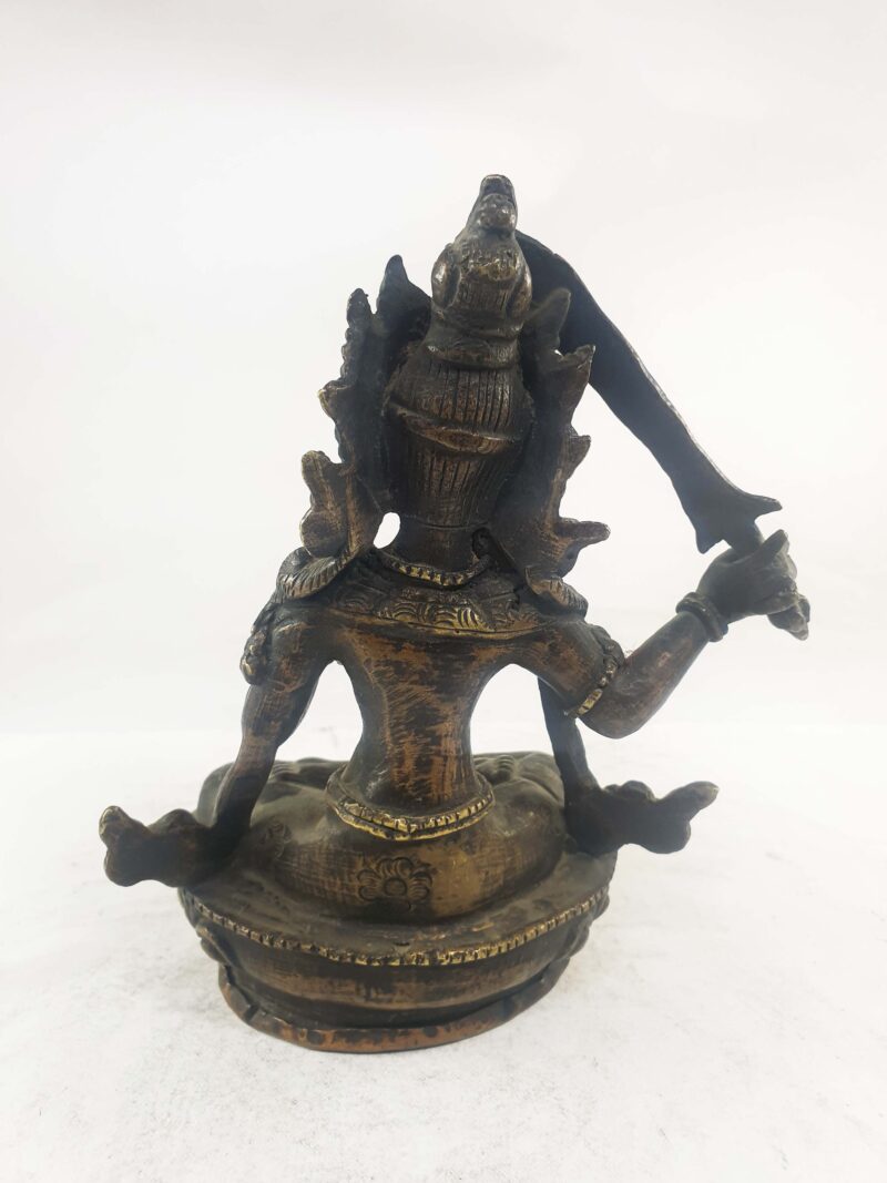 Green Tara Statue – Old Stock, Partly Gold Plated, Gold-Painted Face - Image 4