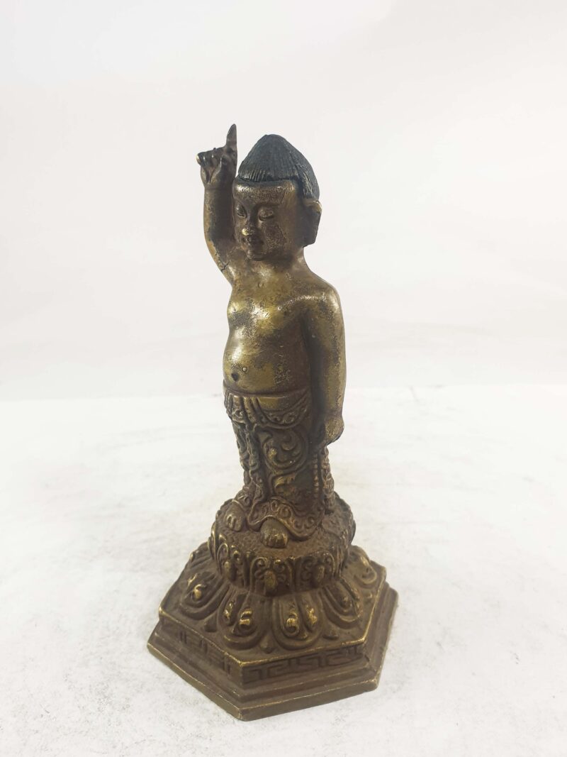 Miniature Statue of Baby Siddhartha Gautama – Bronze Finish - Image 3
