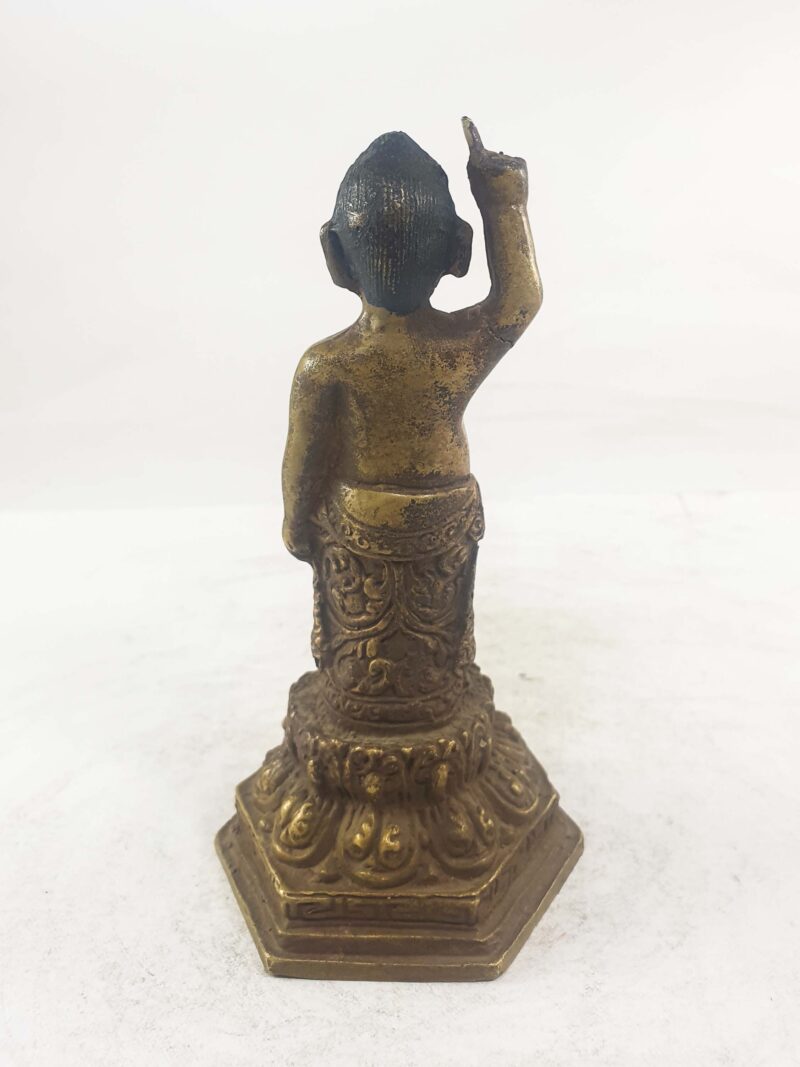 Miniature Statue of Baby Siddhartha Gautama – Bronze Finish - Image 4