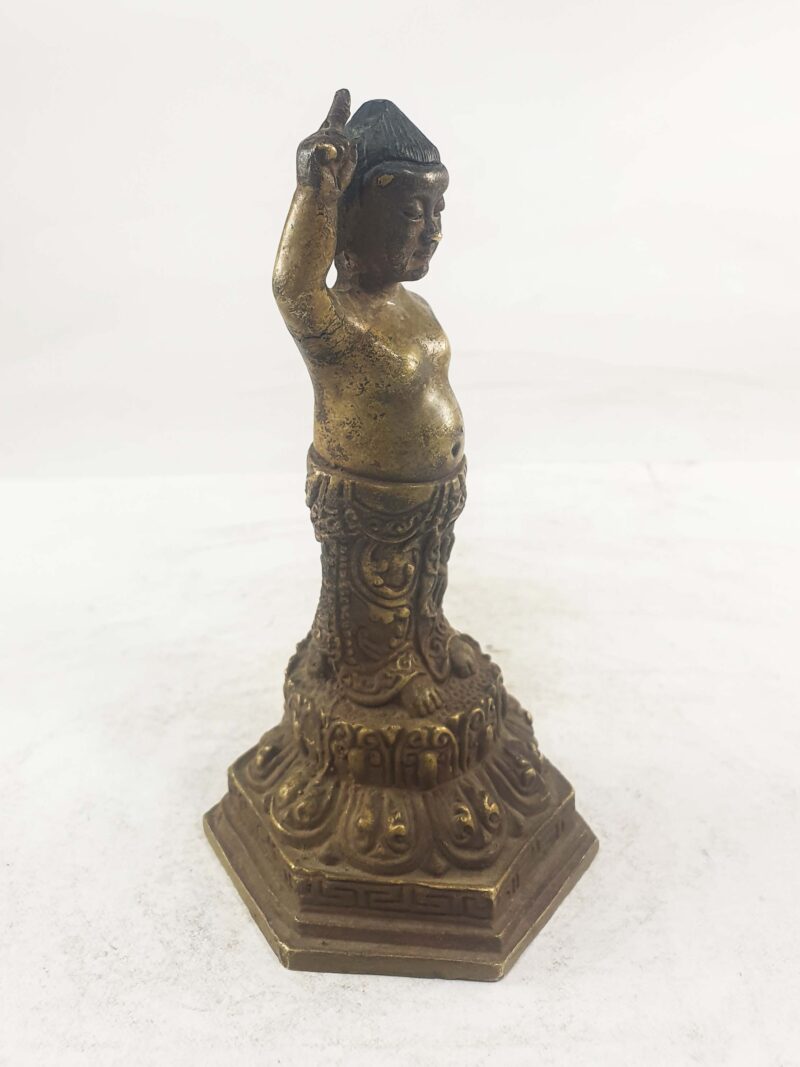 Miniature Statue of Baby Siddhartha Gautama – Bronze Finish - Image 2