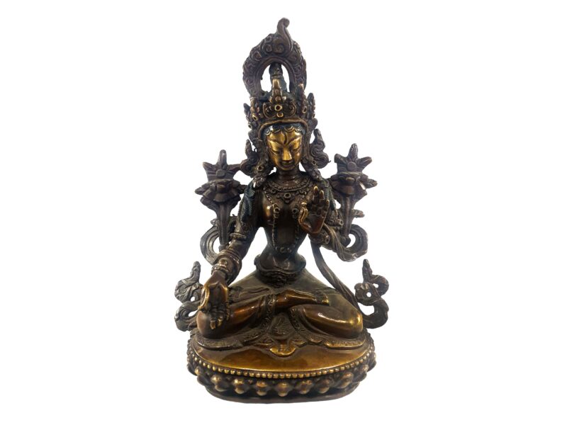 Buddhist Statue of White Tara – Chocolate Oxidized Finish